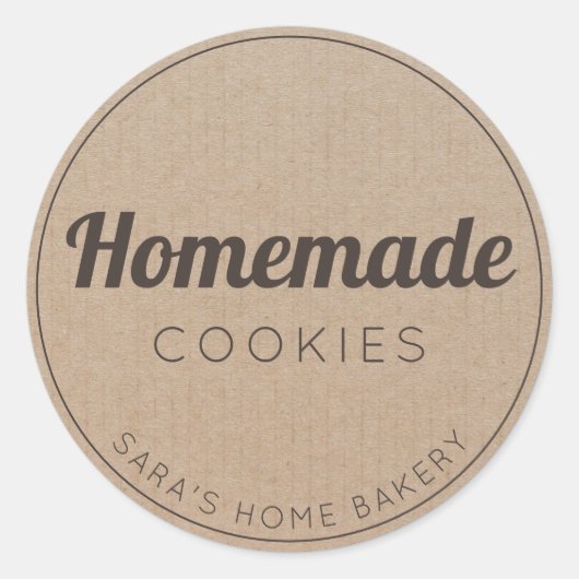 手作りクッキーシンプルヴィンテージクラフト紙 ラウンドシール (正面)