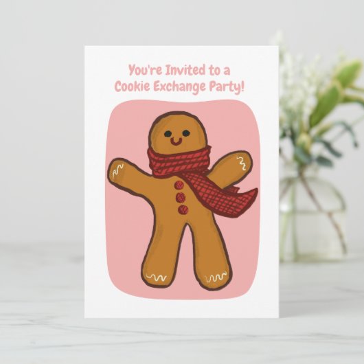 手作りクッキー交換パーティーホリデイ編集可能 招待状 (スタンド正面)