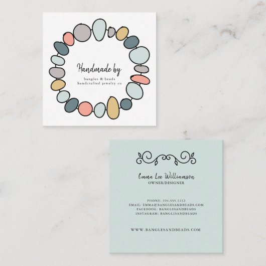 手作りクラフターエッツィアーティザン素朴スクエアモダン スクエア名刺 (正面/裏面)