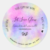 手作りクラフトろうそく水色レインボーピンク ラウンドシール (正面)