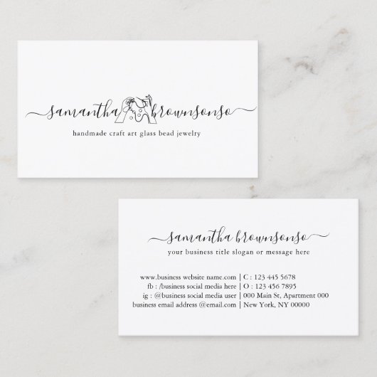 手作りクラフトアートガラスビーズジュエリー 名刺 (正面/裏面)