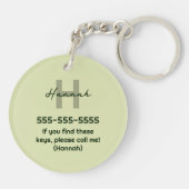 手作りクラフトグリーンクロチェットアップルモノグラム名 キーホルダー (裏面)