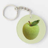 手作りクラフトグリーンクロチェットアップルモノグラム名 キーホルダー (正面)