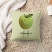 手作りクラフトグリーンクロチェットアップルモノグラム名 クッション (ブランケット)