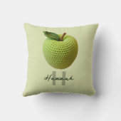 手作りクラフトグリーンクロチェットアップルモノグラム名 クッション (裏面)
