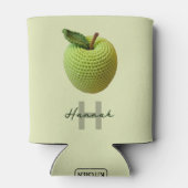 手作りクラフトグリーンクロチェットアップルモノグラム名 缶クーラー (裏面)