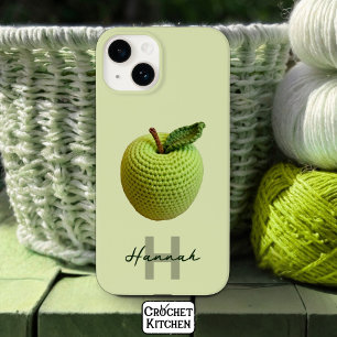 手作りクラフトグリーンクロチェットアップルモノグラム名 Case-Mate iPhone 14ケース
