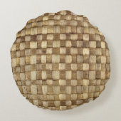 手作りクラフトバスケット継ぎ目のないテクスチャ ラウンドクッション (裏面)