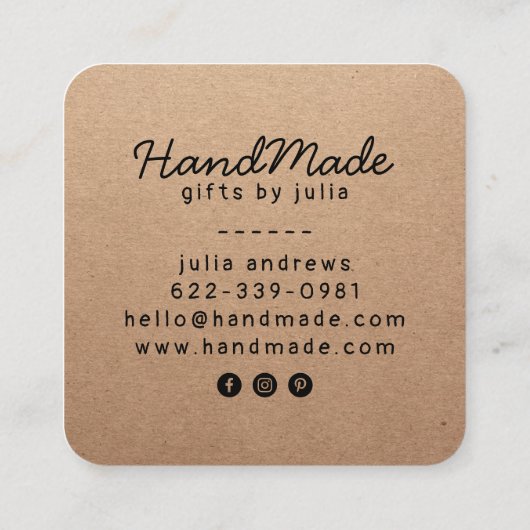 手作りクラフトモダンクラフト紙素朴 コーリングカード (裏面)