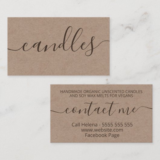 手作りクラフト豆蝋燭大豆ろう 名刺 (正面/裏面)