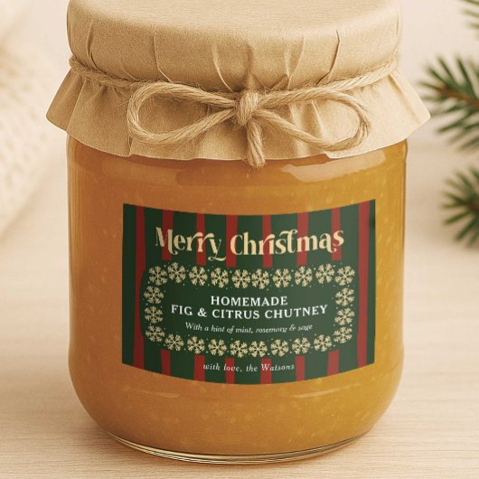 手作りクリスマスプレゼント赤と緑の格子模様ストライプ品 フードラベル