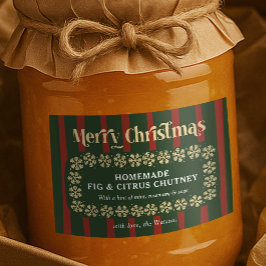 手作りクリスマスプレゼント赤と緑の格子模様ストライプ品 フードラベル