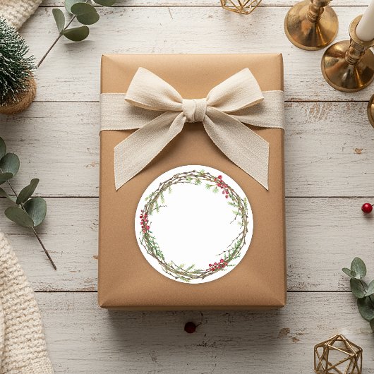 手作りクリスマスリースラベル ラウンドシール