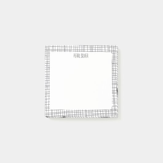 手作りグリッドラインカスタムモノグラムパーソナライズされた ポストイット (正面)