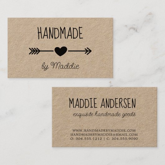 手作りグリ素朴ーズKraft名刺 名刺 (正面/裏面)