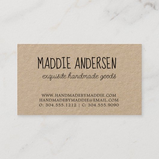 手作りグリ素朴ーズKraft名刺 名刺 (裏面)