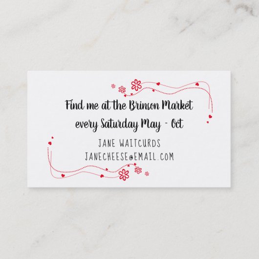 手作りグルメチーズケータリング名刺 名刺 (裏面)