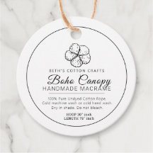 手作りコットンマクラメノピー製品バーコードラベル