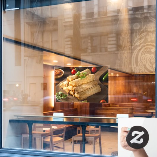 手作りコーンチキンタマレスメキシコレストラン ウィンドウサイン (カフェ窓)