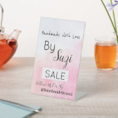 手作りシンプルピンクウォーターカラー販売 台座サイン (インサイチュ)