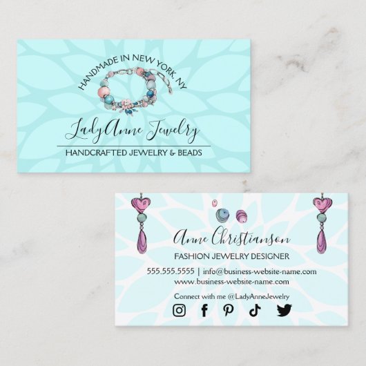 手作りジュエリーとビードデザイナー 名刺 (正面/裏面)