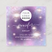 手作りジュエリーカスタムロゴホログラフパープル スクエア名刺 (裏面)