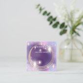 手作りジュエリーカスタムロゴホログラフパープル スクエア名刺 (スタンド正面)