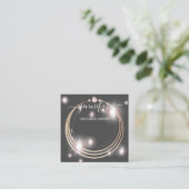 手作りジュエリーカスタムロゴ金ゴールドバラグレー スクエア名刺 (スタンド正面)