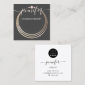 手作りジュエリーカスタムロゴ金ゴールドバラモダン スクエア名刺 (正面/裏面)