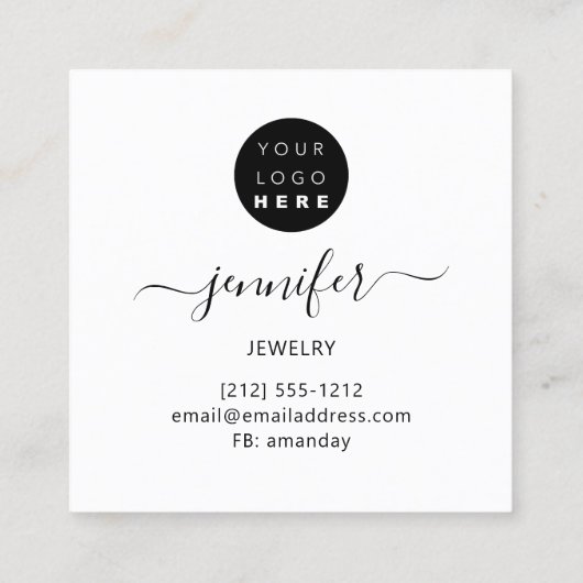 手作りジュエリーカスタムロゴ金ゴールドバラモダン スクエア名刺 (裏面)