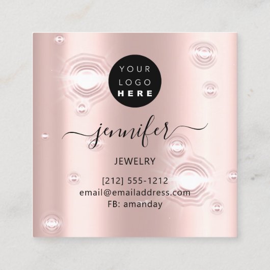 手作りジュエリーカスタムロゴ金ゴールドバラVip スクエア名刺 (裏面)