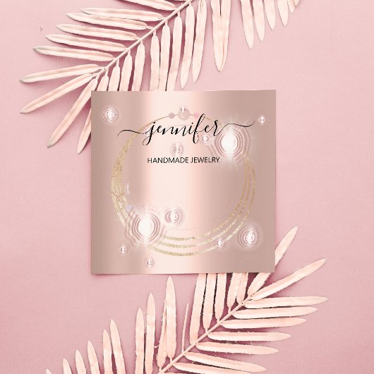 手作りジュエリーカスタムロゴ金ゴールドバラVip スクエア名刺