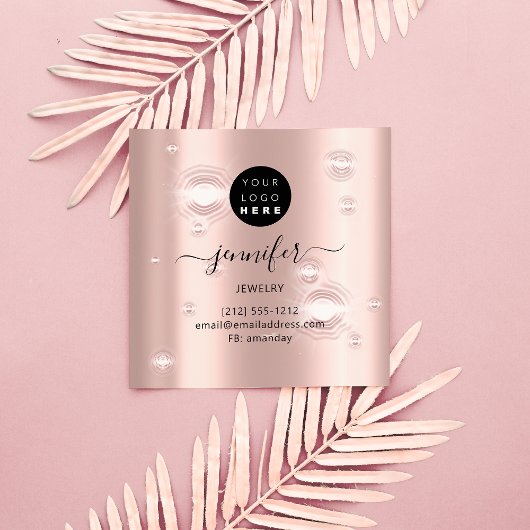 手作りジュエリーカスタムロゴ金ゴールドバラVip スクエア名刺