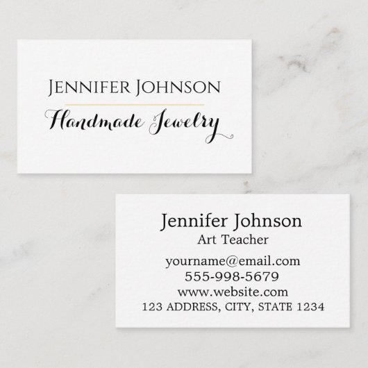 手作りジュエリーシンプル白黒クリーン 名刺 (正面/裏面)