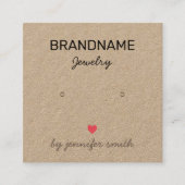手作りジュエリーハートイヤリングスタッドディスプレイカード スクエア名刺 (正面)