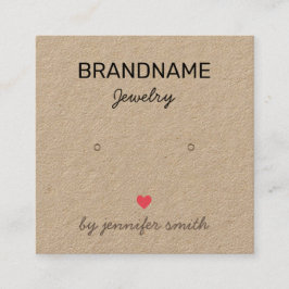 手作りジュエリーハートイヤリングスタッドディスプレイカード スクエア名刺