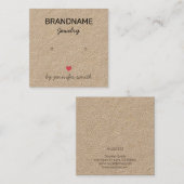 手作りジュエリーハートイヤリングスタッドディスプレイカード スクエア名刺 (正面/裏面)