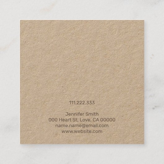 手作りジュエリーハートイヤリングスタッドディスプレイカード スクエア名刺 (裏面)