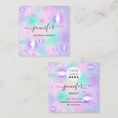 手作りジュエリーパープルロゴファッション未来的 スクエア名刺 (正面/裏面)