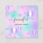 手作りジュエリーパープルロゴファッション未来的 スクエア名刺 (正面)