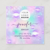手作りジュエリーパープルロゴファッション未来的 スクエア名刺 (裏面)