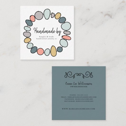 手作りジュエリーブレスレットモダン名刺 スクエア名刺 (正面/裏面)