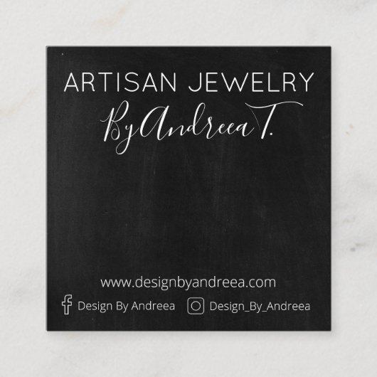 手作りジュエリーホルダー表示カード スクエア名刺 (正面)