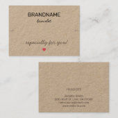 手作りジュエリーミニハートブ素朴レスレットホルダー 名刺 (正面/裏面)