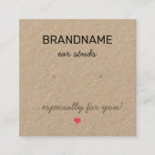 手作りジュエリーミニハート素朴イヤリングホルダー スクエア名刺 (正面)