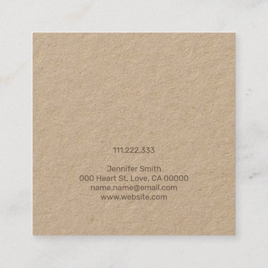 手作りジュエリーミニハート素朴イヤリングホルダー スクエア名刺 (裏面)
