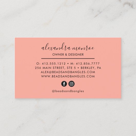 手作りジュエリーロゴ |ジュエリーデザイン 名刺 (裏面)