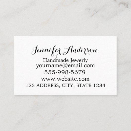 手作りジュエリー水カラーミントユーカリ葉 名刺 (裏面)