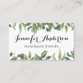 手作りジュエリー水カラーミントユーカリ葉 名刺 (正面)
