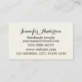 手作りジュエリー水彩フローラアイボリークリーム 名刺 (裏面)